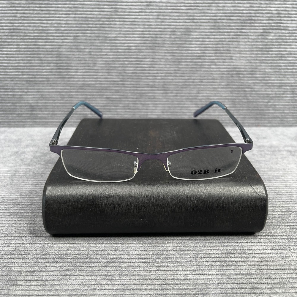 O2B it y2k Eyeglass Frames Purple Blue Semi Rimless Rectangular O2B-4 C-03 140